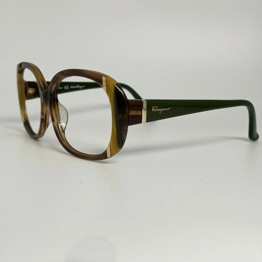 Salvatore Ferragamo SF674S 216 Brown Tortoise Green Oversized Sunglasses Italy